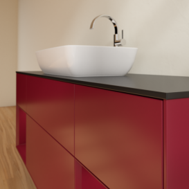 Тумба под раковину Villeroy & Boch Finion 160х50,1 см с подсветкой МДФ пион матовый лак/стекло черное матово F862HBHB