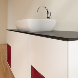 Тумба под раковину Villeroy & Boch Finion 160х50,1 см с подсветкой МДФ белый матовый лак/стекло черное матовое F862HBMT