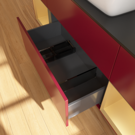 Тумба под раковину Villeroy & Boch Finion 160х50,1 см с подсветкой МДФ пион матовый лак/стекло черное матовое F862HFHB