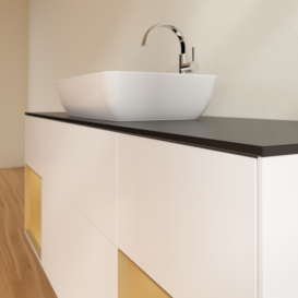 Тумба под раковину Villeroy & Boch Finion 160х50,1 см с подсветкой МДФ белый матовый лак/стекло черное матовое F862HFMT