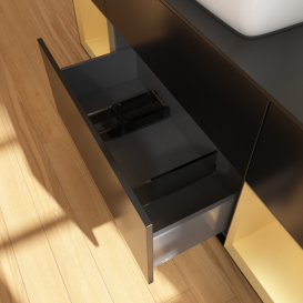 Тумба под раковину Villeroy & Boch Finion 160х50,1 см с подсветкой МДФ черный матовый лак/стекло черное матовое F862HFPD