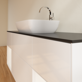 Тумба под раковину Villeroy & Boch Finion 160х50,1 см с подсветкой МДФ глянцевый белый лак/стекло черное матовое F862MTGF