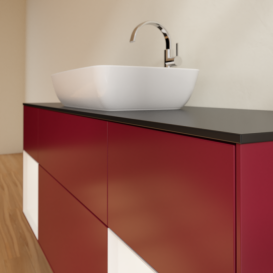 Тумба под раковину Villeroy & Boch Finion 160х50,1 см с подсветкой МДФ пион матовый лак/стекло черное матовое F862MTHB