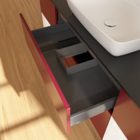 Тумба под раковину Villeroy & Boch Finion 160х50,1 см с подсветкой МДФ пион матовый лак/стекло черное матовое F862MTHB