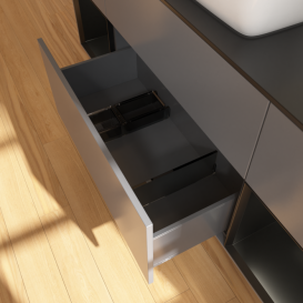 Тумба под раковину Villeroy & Boch Finion 160х50,1 см с подсветкой МДФ антрацит матовый лак/стекло черное матовое F862PDGK