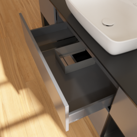 Тумба под раковину Villeroy & Boch Finion 160х50,1 см с подсветкой МДФ антрацит матовый лак/стекло черное матовое F862PDGK