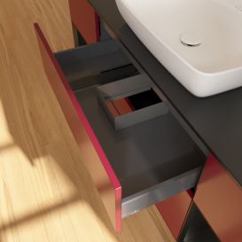 Тумба под раковину Villeroy & Boch Finion 160х50,1 см с подсветкой МДФ пион матовый лак/стекло черное матовое F862PDHB