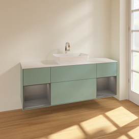 Тумба под раковину Villeroy & Boch Finion 160х50,1 см с подсветкой МДФ оливковый матовый лак/стекло белое матовое F861GKGM