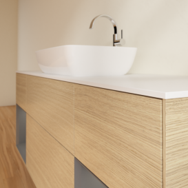 Тумба под раковину Villeroy & Boch Finion 160х50,1 см с подсветкой МДФ шпон дуба/стекло белое матовое F861GKPC