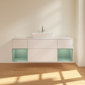 Тумба под раковину Villeroy & Boch Finion 160х50,1 см с подсветкой МДФ глянцевый белый лак/стекло белое матовое F861GMGF