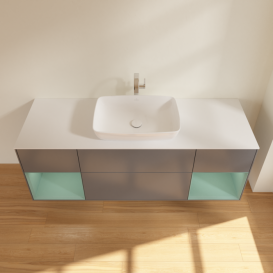 Тумба под раковину Villeroy & Boch Finion 160х50,1 см с подсветкой МДФ антрацит матовый лак/стекло белое матовое F861GMGK