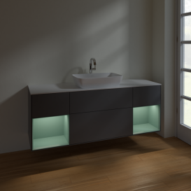 Тумба под раковину Villeroy & Boch Finion 160х50,1 см с подсветкой МДФ антрацит матовый лак/стекло белое матовое F861GMGK