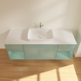 	Тумба под раковину Villeroy & Boch Finion 160х50,1 см с подсветкой МДФ оливковый матовый лак/стекло белое матовое F861GMGM