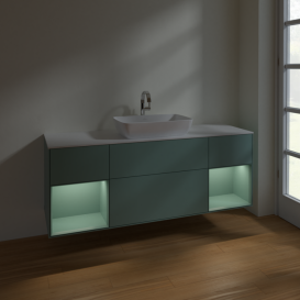 	Тумба под раковину Villeroy & Boch Finion 160х50,1 см с подсветкой МДФ оливковый матовый лак/стекло белое матовое F861GMGM