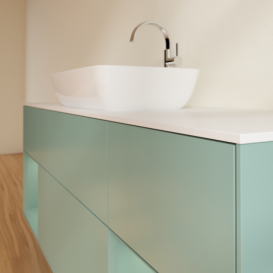 	Тумба под раковину Villeroy & Boch Finion 160х50,1 см с подсветкой МДФ оливковый матовый лак/стекло белое матовое F861GMGM