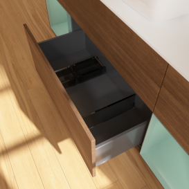 Тумба под раковину Villeroy & Boch Finion 160х50,1 см с подсветкой МДФ шпон грецкого ореха/стекло белое матовое F861GMGN