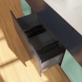 Тумба под раковину Villeroy & Boch Finion 160х50,1 см с подсветкой МДФ темно-синий матовый лак/стекло белое матовое F861GMHG