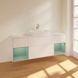 Тумба под раковину Villeroy & Boch Finion 160х50,1 см с подсветкой МДФ белый матовый лак/стекло белое матовое F861GMMT