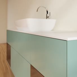 Тумба под раковину Villeroy & Boch Finion 160х50,1 см с подсветкой МДФ оливковый матовый лак/стекло белое матовое F861GNGM