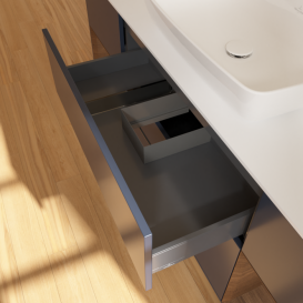 Тумба под раковину Villeroy & Boch Finion 160х50,1 см с подсветкой МДФ темно-синий матовый лак/стекло белое матовое F861GNHG