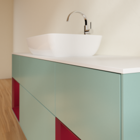 Тумба под раковину Villeroy & Boch Finion 160х50,1 см с подсветкой МДФ оливковый матовый лак/стекло белое матовое F861HBGM