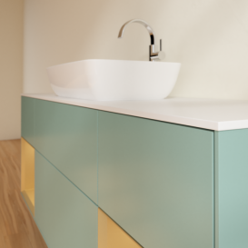 Тумба под раковину Villeroy & Boch Finion 160х50,1 см с подсветкой МДФ оливковый матовый лак/стекло белое матовое F861HFGM