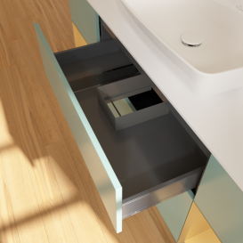 Тумба под раковину Villeroy & Boch Finion 160х50,1 см с подсветкой МДФ оливковый матовый лак/стекло белое матовое F861HFGM