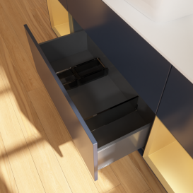 Тумба под раковину Villeroy & Boch Finion 160х50,1 см с подсветкой МДФ темно-синий матовый лак/стекло белое матовое F861HFHG