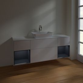 Тумба под раковину Villeroy & Boch Finion 160х50,1 см с подсветкой МДФ глянцевый белый лак/стекло белое матовое F861HGGF