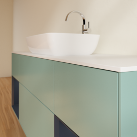 Тумба под раковину Villeroy & Boch Finion 160х50,1 см с подсветкой МДФ оливковый матовый лак/стекло белое матовое F861HGGM