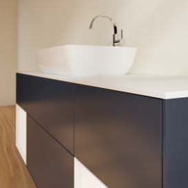 Тумба под раковину Villeroy & Boch Finion 160х50,1 см с подсветкой МДФ темно-синий матовый лак/стекло белое матовое F861MTHG