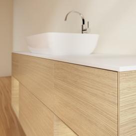 Тумба под раковину Villeroy & Boch Finion 160х50,1 см с подсветкой МДФ шпон дуба/стекло белое матовое F861PCPC