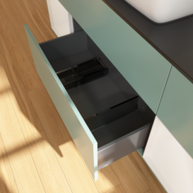 Тумба под раковину Villeroy & Boch Finion 160х50,1 см с подсветкой МДФ оливковый матовый лак/стекло черное матовое F862GFGM