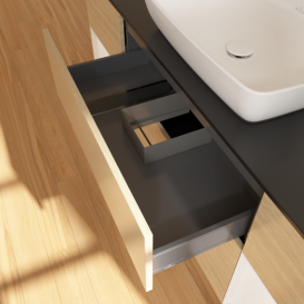 Тумба под раковину Villeroy & Boch Finion 160х50,1 см с подсветкой МДФ шпон дуба/стекло черное матовое F862GFPC