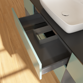 Тумба под раковину Villeroy & Boch Finion 160х50,1 см с подсветкой МДФ оливковый матовый лак/стекло черное матовое F862GKGM