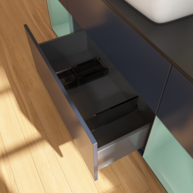 Тумба под раковину Villeroy & Boch Finion 160х50,1 см с подсветкой МДФ темно-синий матовый лак/стекло черное матовое F862GMHG