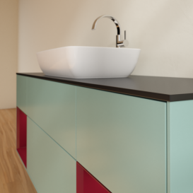 Тумба под раковину Villeroy & Boch Finion 160х50,1 см МДФ оливковый матовый лак/стекло черное матовое F862HBGM