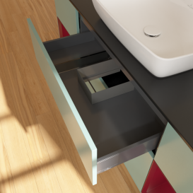 Тумба под раковину Villeroy & Boch Finion 160х50,1 см МДФ оливковый матовый лак/стекло черное матовое F862HBGM