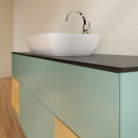 Тумба под раковину Villeroy & Boch Finion 160х50,1 см МДФ оливковый матовый лак/стекло черное матовое F862HFGM