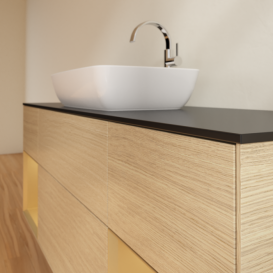 Тумба под раковину Villeroy & Boch Finion 160х50,1 см МДФ шпон дуба/стекло черное матовое F862HFPC