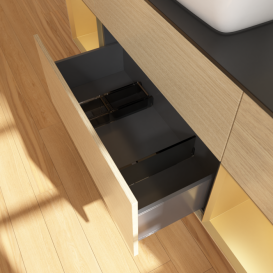 Тумба под раковину Villeroy & Boch Finion 160х50,1 см МДФ шпон дуба/стекло черное матовое F862HFPC