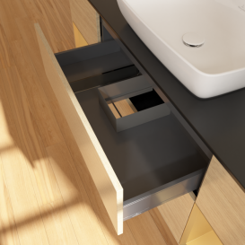 Тумба под раковину Villeroy & Boch Finion 160х50,1 см МДФ шпон дуба/стекло черное матовое F862HFPC