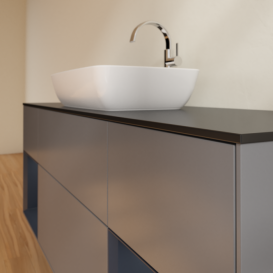 Тумба под раковину Villeroy & Boch Finion 160х50,1 см с подсветкой МДФ антрацит матовый лак/стекло черное матовое F862HGGK