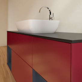 Тумба под раковину Villeroy & Boch Finion 160х50,1 см с подсветкой МДФ пион матовый лак/стекло черное матовое F862HGHB