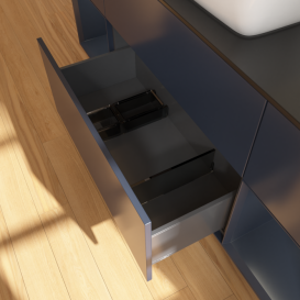 Тумба под раковину Villeroy & Boch Finion 160х50,1 см с подсветкой МДФ темно-синий матовый лак/стекло черное матовое F862HGHG