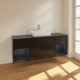 Тумба под раковину Villeroy & Boch Finion 160х50,1 см МДФ черный матовый лак/стекло черное матовое F862HGPD