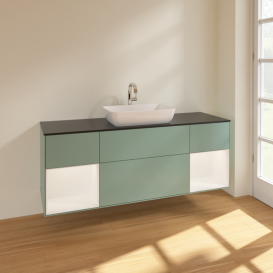 Тумба под раковину Villeroy & Boch Finion 160х50,1 см МДФ оливковый матовый лак/стекло черное матовое F862MTGM