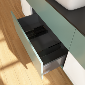 Тумба под раковину Villeroy & Boch Finion 160х50,1 см МДФ оливковый матовый лак/стекло черное матовое F862MTGM