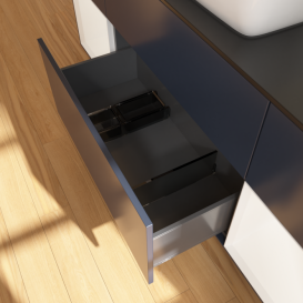 Тумба под раковину Villeroy & Boch Finion 160х50,1 см МДФ темно-синий матовый лак/стекло черное матовое F862MTHG