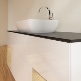 Тумба под раковину Villeroy & Boch Finion 160х50,1 см с подсветкой МДФ глянцевый белый лак/стекло черное матовое F862PCGF